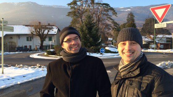 Hubert and Piotr in France, Sergy, Rue du Crêt de la Neige photo